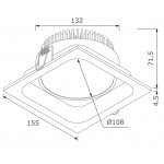 Foco Downlight LED Cuadrado Blanco empotrar 155x155mm 20W